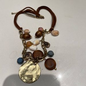 Necklace-cute rawhide necklace with wood and glass beads.  New never worn
